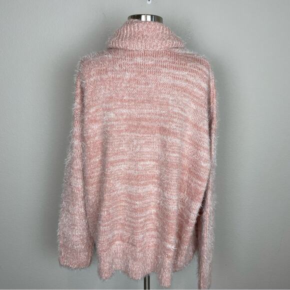 Show Me Your Mumu Pink Peach Fuzzy Eyelash Fatima Turtleneck Sweater Small - Picture 6 of 9